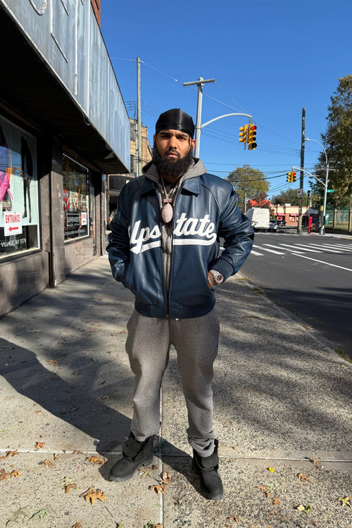 Men's Upstate Leather Jacket [Navy/White]