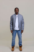 Men's Lucas Quilted Leather Bomber Jacket [Grey]
