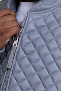 Men's Lucas Quilted Leather Bomber Jacket [Grey]