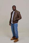 Men's Lucas Quilted Leather Bomber Jacket [Antique Brown]