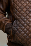 Men's Lucas Quilted Leather Bomber Jacket [Antique Brown]