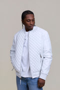 Men's Lucas Quilted Leather Bomber Jacket [White]