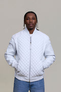 Men's Lucas Quilted Leather Bomber Jacket [White]