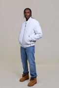 Men's Lucas Quilted Leather Bomber Jacket [White]