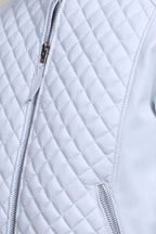 Men's Lucas Quilted Leather Bomber Jacket [White]