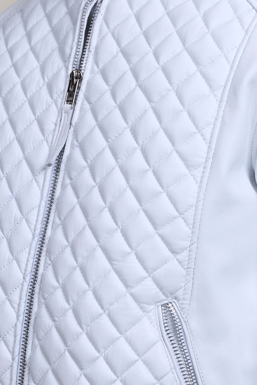 Men's Lucas Quilted Leather Bomber Jacket [White]