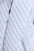 Men's Lucas Quilted Leather Bomber Jacket [White]