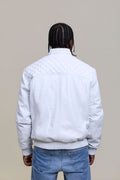 Men's Lucas Quilted Leather Bomber Jacket [White]