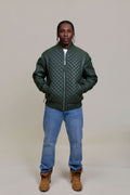 Men's Lucas Quilted Leather Bomber Jacket [Military Green]