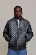 Men's Lucas Quilted Leather Bomber Jacket [Distressed Grey]