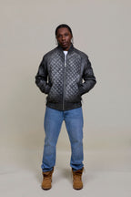 Men's Lucas Quilted Leather Bomber Jacket [Distressed Grey]