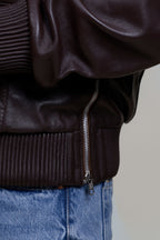 Men's Leather Pull-Over Hoodie [Chocolate]