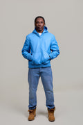 Men's Leather Pull-Over Hoodie [Baby Blue]