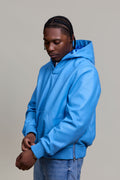Men's Leather Pull-Over Hoodie [Baby Blue]