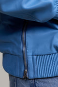 Men's Leather Pull-Over Hoodie [Baby Blue]