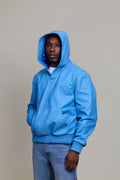 Men's Leather Pull-Over Hoodie [Baby Blue]