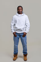 Men's Leather Pull-Over Hoodie [White]