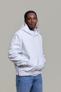 Men's Leather Pull-Over Hoodie [White]