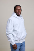 Men's Leather Pull-Over Hoodie [White]