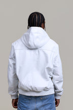 Men's Leather Pull-Over Hoodie [White]
