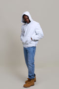 Men's Leather Pull-Over Hoodie [White]