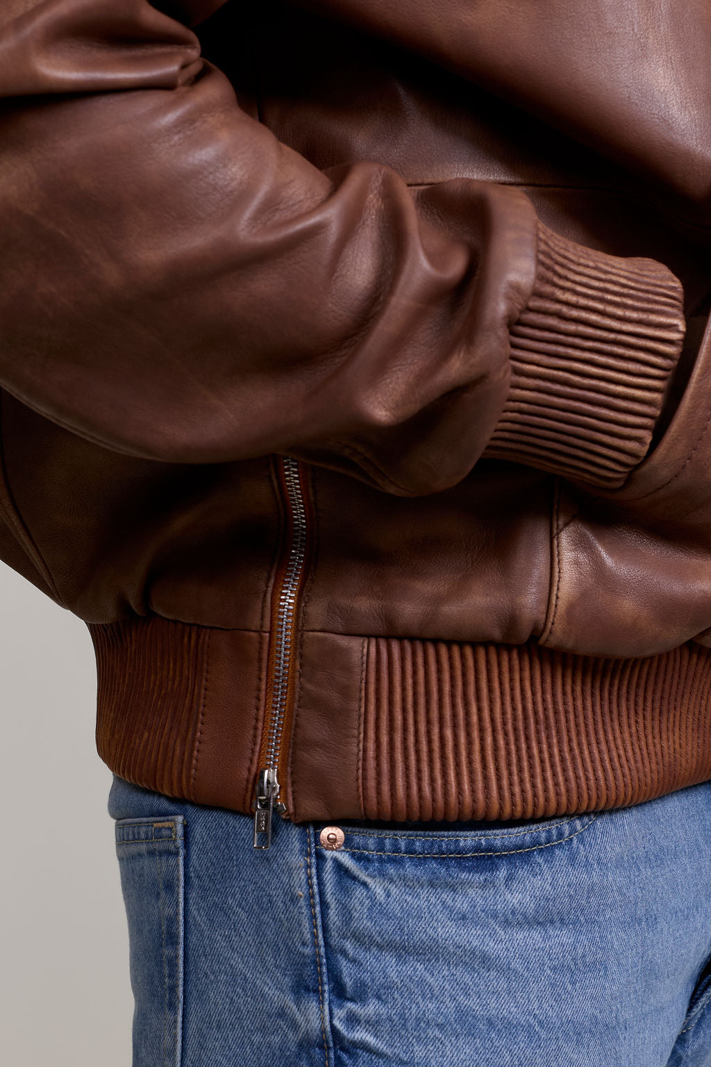 Men's Leather Pull-Over Hoodie [Caramel Crunch]