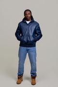Men's Leather Pull-Over Hoodie [Navy]