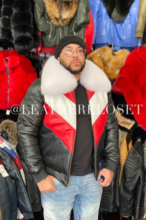 V-Bomber With Premium Fox Collar [Chicago Bulls]
