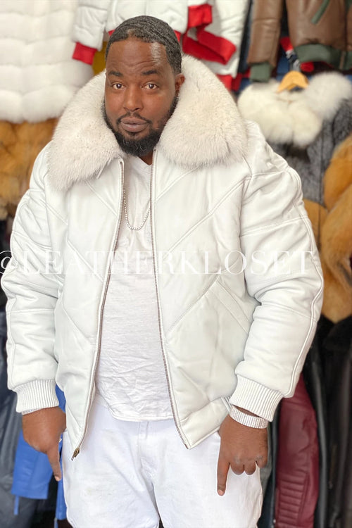 V-Bomber With Premium Fox Collar [White]