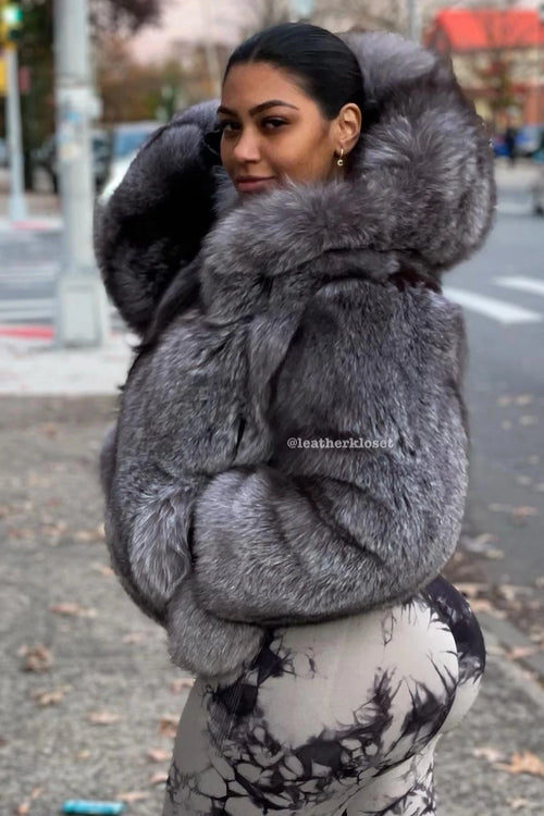 Women's Alaia Silver Fox Fur Bomber