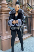 Women's Angela Real Sheepskin Biker Jacket With Fox