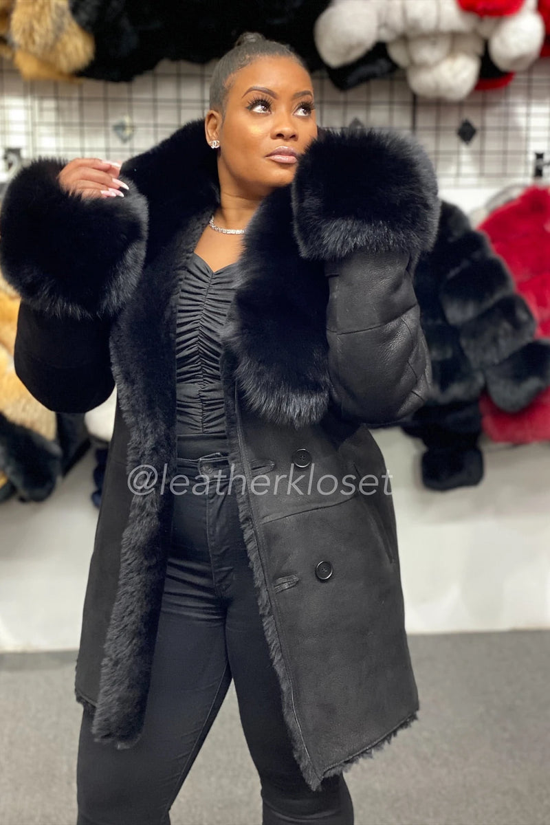Women's Ari Sheepskin Coat With Fox