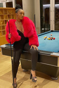 Women's Charlotte Crop Fox Bomber [Hot Pink]
