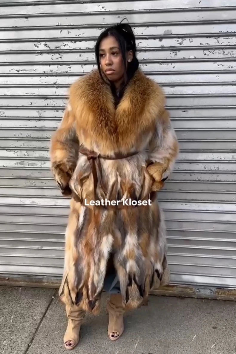 Women's Cherokee Long Fox Fur Coat [Red Fox]