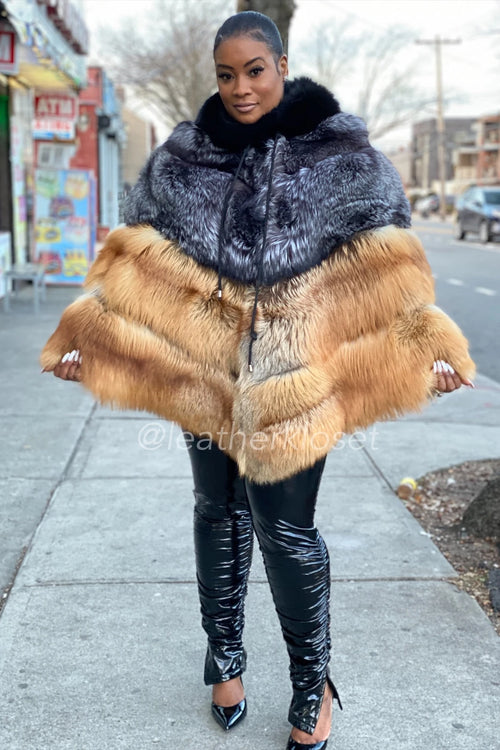 Women's Fox Fur Poncho