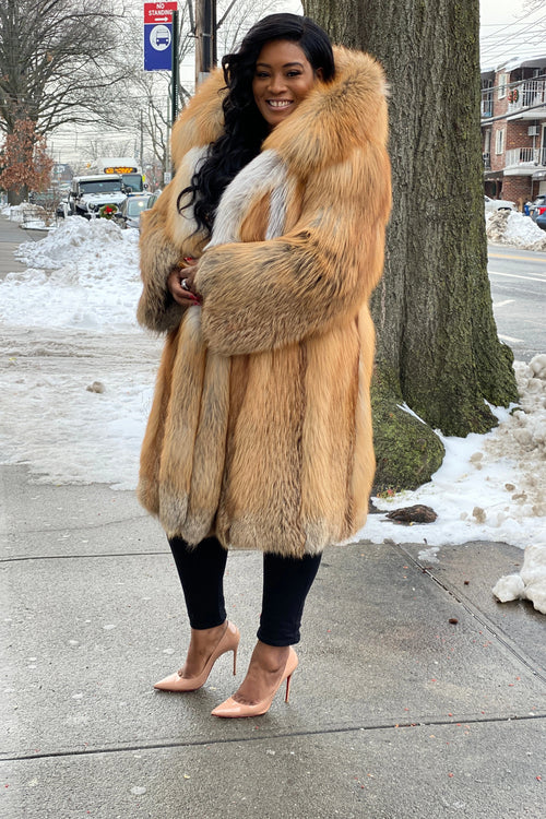 Women's Gianna Red Fox Jacket With Hood