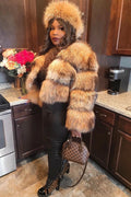 Women's Hailey Fur Bomber With Matching Headband