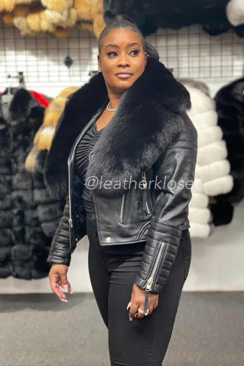 Women's Jay Biker Full Fox Fur [Black Fur]