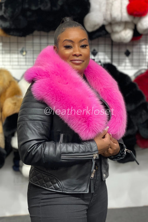 Women's Jay Biker Full Fox Fur [Hot Pink Fur]
