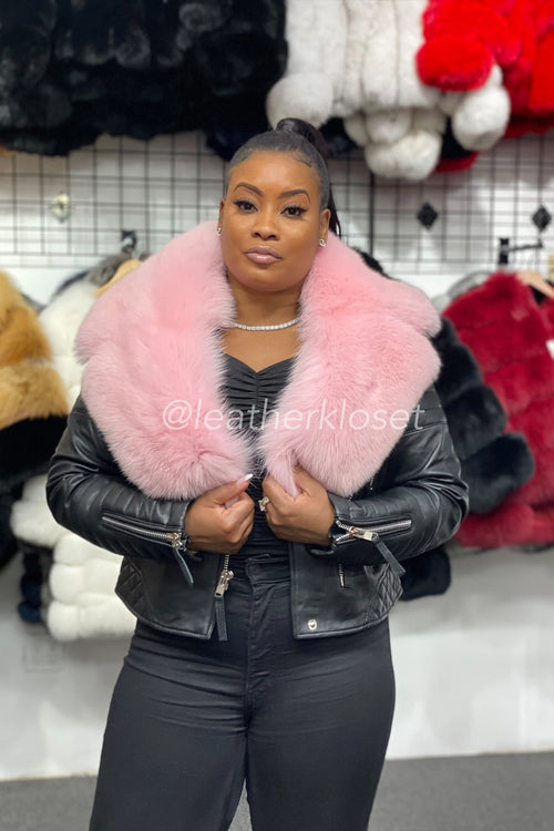 Women's Jay Biker Full Fox Fur [Light Pink Fur]