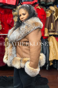 Women's Lara Shearling With Fox [Chestnut]