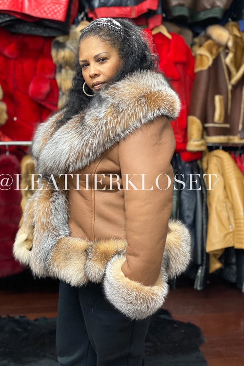 Women's Lara Shearling With Fox [Chestnut]