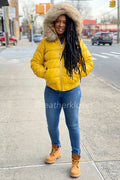 Women's Leather Snorkel Bomber Jacket Premium Raccoon