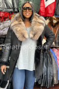 Women's London Real Sheepskin Coat With Fox