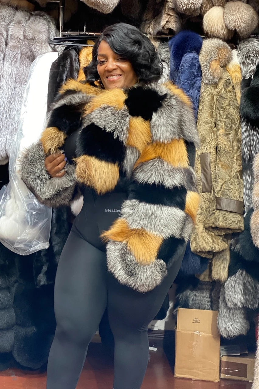 Women's Sharise Crop Fox Bomber [Multi-Color]
