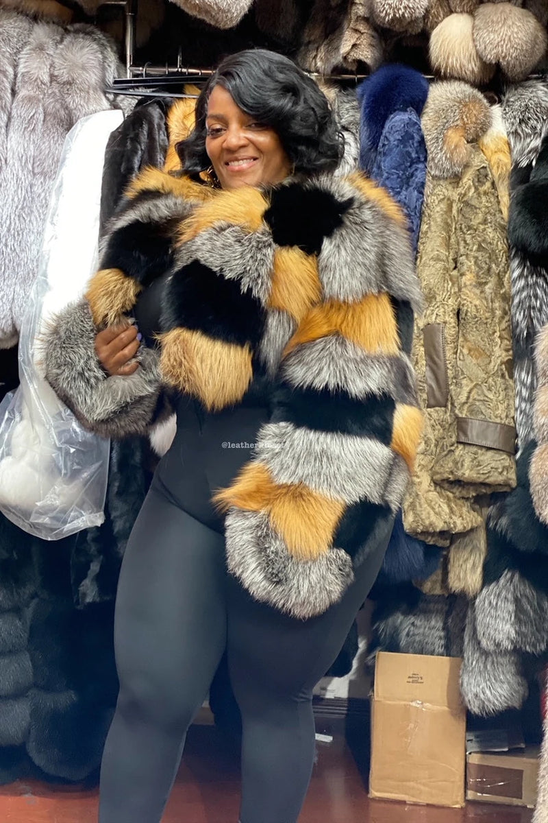 Women's Sharise Crop Fox Bomber [Multi-Color]