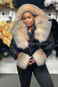 Women's Sheepskin Biker Jacket With Full Fox