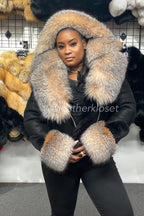 Women's Sheepskin Biker Jacket With Full Fox