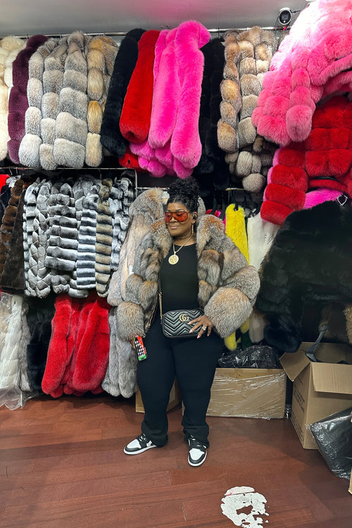 Women's Snooky Full Skin Crystal Fox Fur Bomber