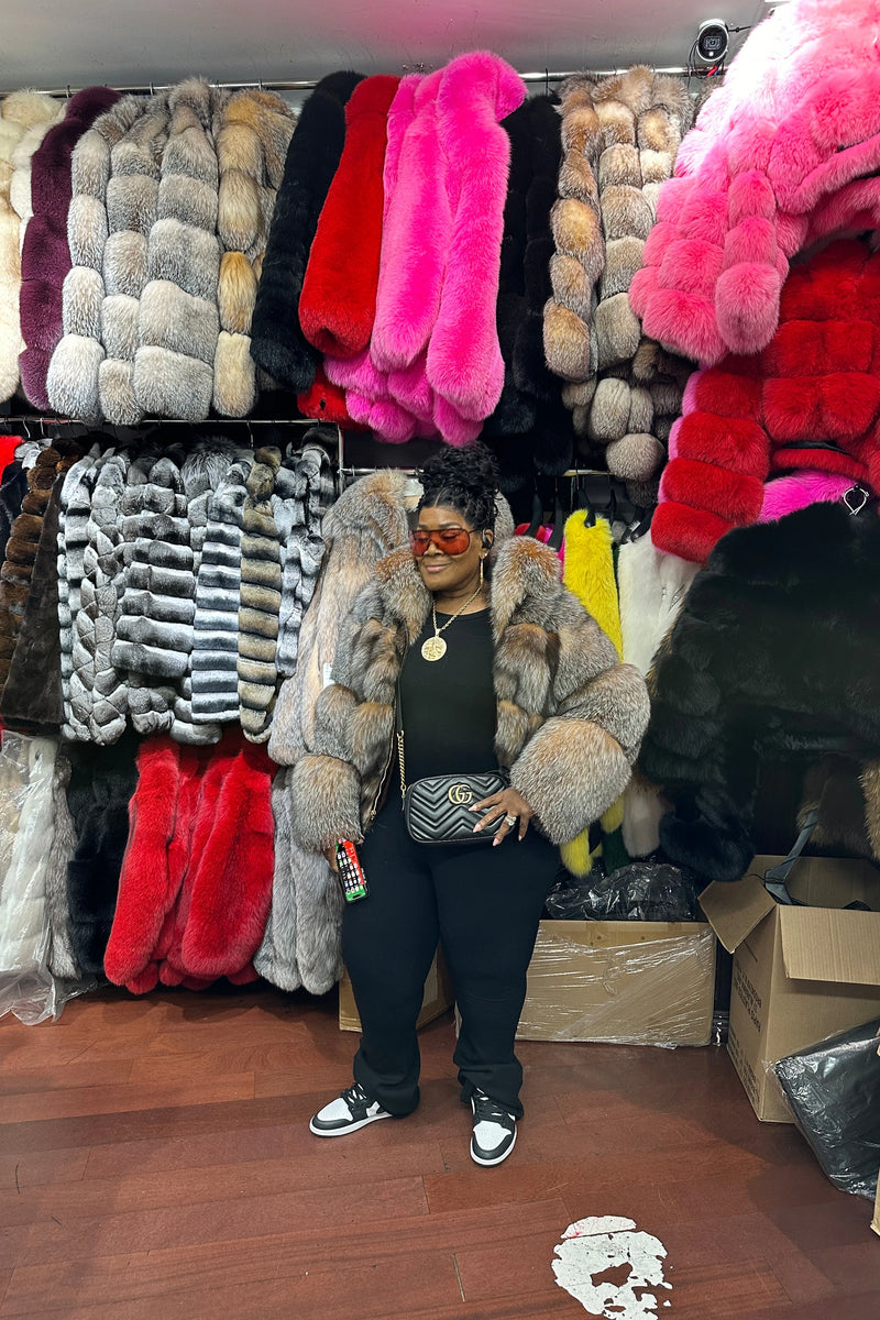 Women's Snooky Full Skin Crystal Fox Fur Bomber